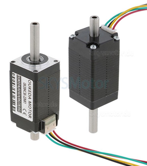 Nema 8 Hohlwellen Schrittmotor OK20HC38-22NK1 1,8° 3,13Ncm 0,6A 5,4V 2 Phasen Doppelwelle